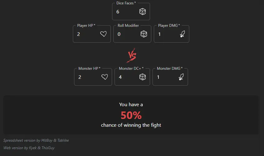 monster fight calculator screenshot